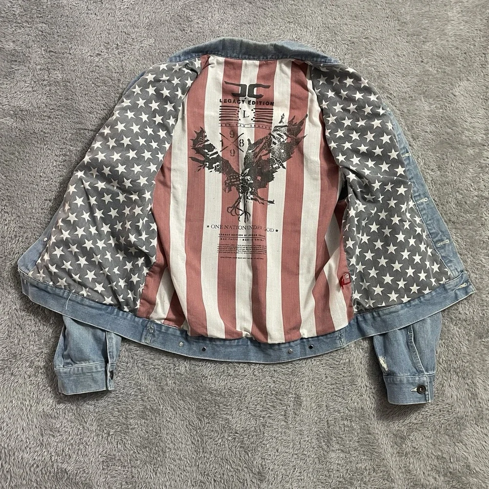 Legacy Edition By Jordan Craig Denim Jacket Mens Size Large‎ Distressed Blue - Picture 2 of 8
